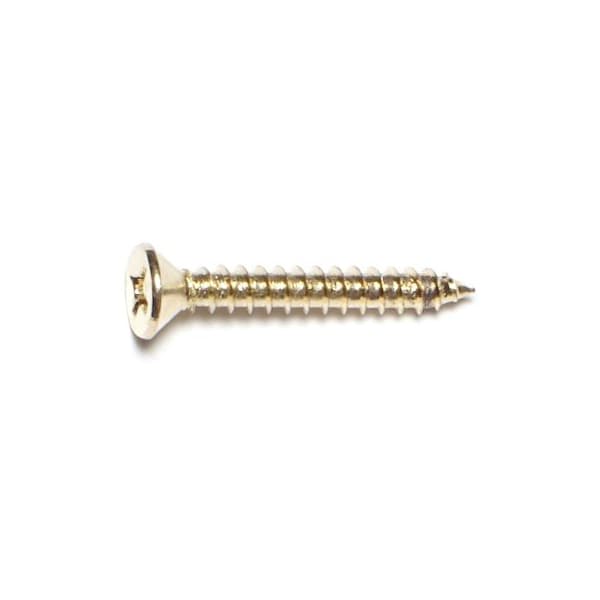 Midwest Fastener Sheet Metal Screw, #6 x 1 in, Brass Plated Steel Flat Head Phillips Drive, 40 PK 64123 - main